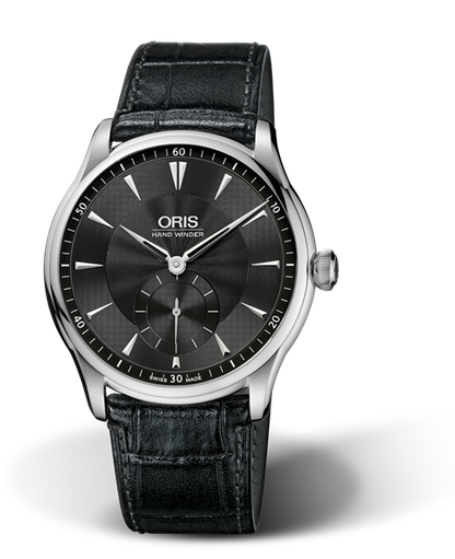 Artelier Hand Winding, Small Second, 40mm, Black, Leather Strap, Stainless steel crown, Multi-piece stainless steel case