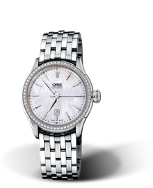 Artelier Date Diamonds, 31mm, White, Stainless steel Strap, Stainless steel crown, Multi-piece stainless steel case, set with 56 Top Wesselton G, VVS 2 diamonds (0,60 ct.)