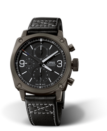 4e RHFS Limited Edition, 42.70 mm, Black, Leather Strap, Stainless steel Oris Quick Lock security crown and pushers, grey PVD plated, Multi-piece stainless steel case, grey PVD plated