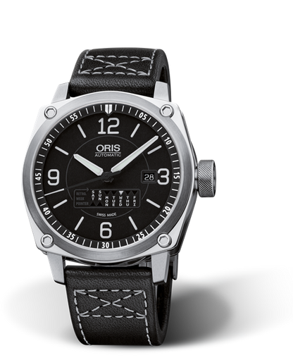 BC4 Retrograde Day, 42.70 mm, Black, Leather Strap, Stainless steel Oris Quick Lock security crown, Multi-piece stainless steel case