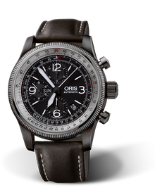 Big Crown X1 Calculator, 46mm, Black, Leather Strap, Stainless steel screw-in security crown and pushers, grey PVD plated, Multi-piece stainless steel case, grey PVD plated