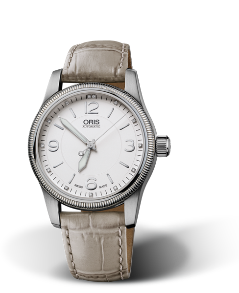 Swiss Hunter Team PS Edition, 38mm, White, Leather Strap, Stainless steel screw-in security crown, Multi-piece stainless steel case