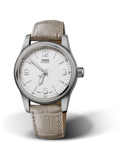 Swiss Hunter Team PS Edition, 38mm, White, Leather Strap, Stainless steel screw-in security crown, Multi-piece stainless steel case
