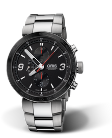 TT1 Chronograph, 45mm, Black, Stainless steel Strap, Stainless steel crown and pushers, Multi-piece stainless steel case, ceramic tachymeter scale top ring