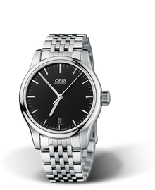 Classic Date, 37mm, Black, Stainless steel Strap, Stainless steel crown, Multi-piece stainless steel case