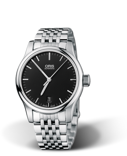 Classic Date, 37mm, Black, Stainless steel Strap, Stainless steel crown, Multi-piece stainless steel case