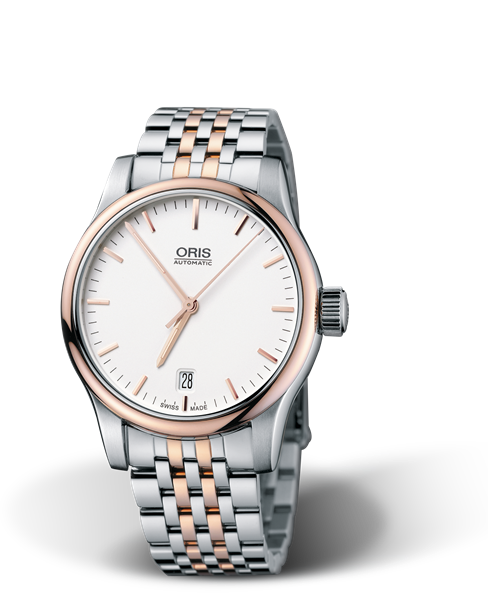 Classic Date, 37mm, Grey, Stainless steel Strap, Stainless steel crown, Multi-piece stainless steel case, rose gold PVD plated top ring