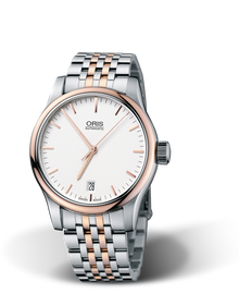 Classic Date, 37mm, Grey, Stainless steel Strap, Stainless steel crown, Multi-piece stainless steel case, rose gold PVD plated top ring