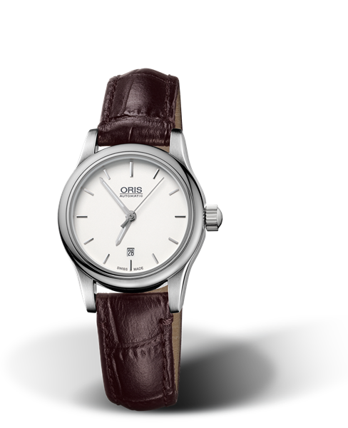 Classic Date, 28.50mm, Grey, Leather Strap, Stainless steel crown, Multi-piece stainless steel case