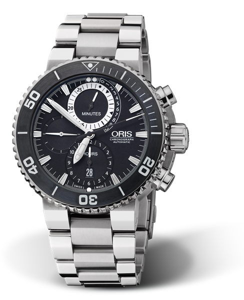 Carlos Coste Chronograph Limited Edition - Cenote Series, 46.00 mm, Black, Titanium Strap, Stainless steel, screw-in security crown, automatic Helium Valve, Multi-piece titanium case, ceramic minutes scale top ring