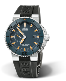 Maldives Limited Edition, 43.00 mm, Blue, Rubber Strap, Stainless steel, screw-in security crown, automatic Helium Valve, Multi-piece titanium case, ceramic minutes scale top ring