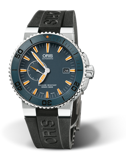 Maldives Limited Edition, 43.00 mm, Blue, Rubber Strap, Stainless steel, screw-in security crown, automatic Helium Valve, Multi-piece titanium case, ceramic minutes scale top ring