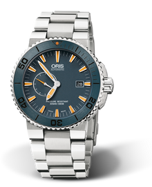 Maldives Limited Edition, 43.00 mm, Blue, Titanium Strap, Stainless steel, screw-in security crown, automatic Helium Valve, Multi-piece titanium case, ceramic minutes scale top ring