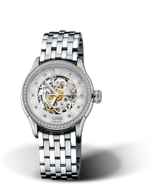 Artelier Skeleton Diamonds, 31mm, Grey, Stainless steel Strap, Stainless steel crown, Multi-piece stainless steel case, set with 56 Top Wesselton G, VVS 2 diamonds (0,60 ct.)