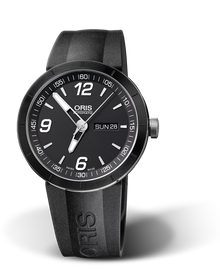 TT1 Day Date, 43mm, Black, Rubber Strap, Stainless steel crown, Multi-piece stainless steel case, ceramic top ring