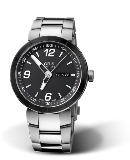TT1 Day Date, 43mm, Black, Stainless steel Strap, Stainless steel crown, Multi-piece stainless steel case, ceramic top ring