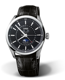 Artix Complication, 42mm, Black, Leather Strap, Stainless steel crown, Multi-piece stainless steel case