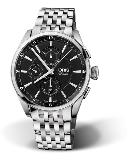 Artix Chronograph, 44mm, Black, Stainless steel Strap, Stainless steel crown and pushers, Multi-piece stainless steel case