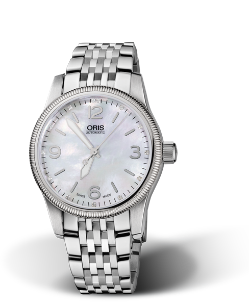 Big Crown Diamonds, 38mm, White, Stainless steel Strap, Stainless steel screw-in security crown, Multi-piece stainless steel case