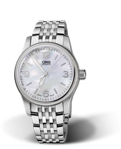 Big Crown Diamonds, 38mm, White, Stainless steel Strap, Stainless steel screw-in security crown, Multi-piece stainless steel case