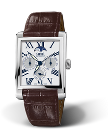 Rectangular Complication, 33.00 x 46mm, Grey, Leather Strap, Stainless steel crown, Multi-piece stainless steel case
