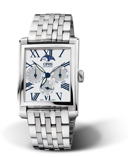 Rectangular Complication, 33.00 x 46mm, Grey, Stainless steel Strap, Stainless steel crown, Multi-piece stainless steel case