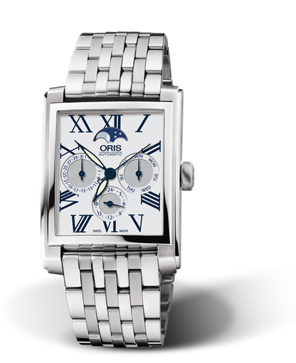 Rectangular Complication, 33.00 x 46mm, Grey, Stainless steel Strap, Stainless steel crown, Multi-piece stainless steel case