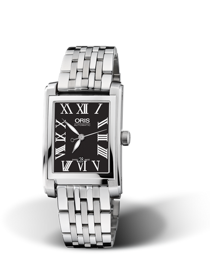 Rectangular Date, 24.50 x 38mm, Black, Stainless steel Strap, Stainless steel crown, Multi-piece stainless steel case
