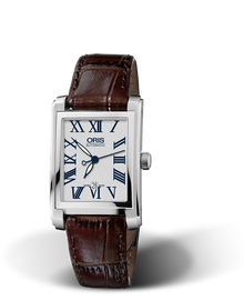Rectangular Date, 24.50 x 38mm, Grey, Leather Strap, Stainless steel crown, Multi-piece stainless steel case