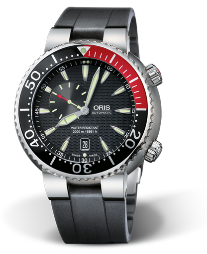 Carlos Coste Limited Edition, 47.00 mm, Black, Rubber Strap, Stainless steel screw-in security crown and Helium valve, Multi-piece titanium case, minutes scale top ring