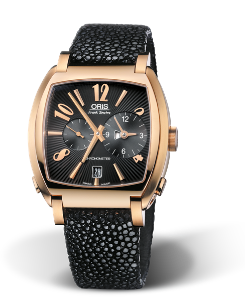 Frank Sinatra Worldtimer Limited Edition, 39.00 x 40mm, Black, Leather Strap, 18K rose gold crown and pushers, Multi-piece 18K rose gold case, flexible lugs