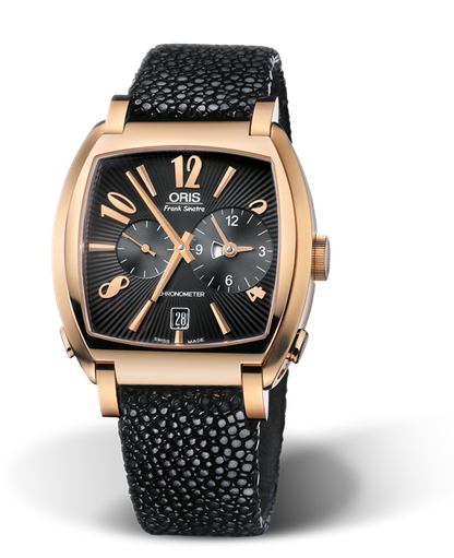 Frank Sinatra Worldtimer Limited Edition, 39.00 x 40mm, Black, Leather Strap, 18K rose gold crown and pushers, Multi-piece 18K rose gold case, flexible lugs