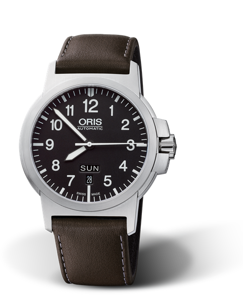 BC3 Advanced, Day Date, 42mm, Black, Leather Strap, Stainless steel screw-in security crown, Multi-piece stainless steel case