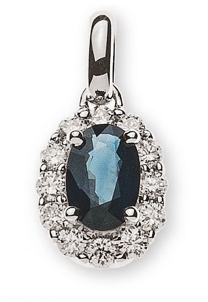 Anhänger Weissgold 750 mit Safir und 12 Brillanten H SI 0.20ct.