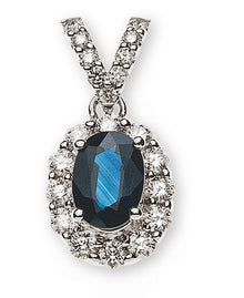 Anhänger Weissgold 750 mit Safir und 21 Brillanten H SI 0.42ct.