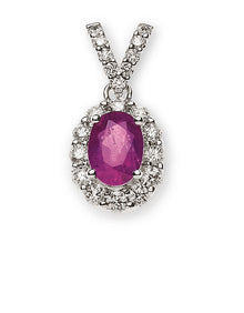 Anhänger Weissgold 750 mit Rubin und 21 Brillanten H SI 0.42ct.