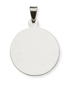 Anhänger Gravurplatte poliert Weissgold 750 Rund 18mm 1 Seite poliert, 1 Seite gesandelt