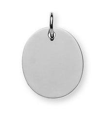 Anhänger Gravurplatte poliert Weissgold 750 Oval 16mm 1 Seite poliert, 1 Seite gesandelt