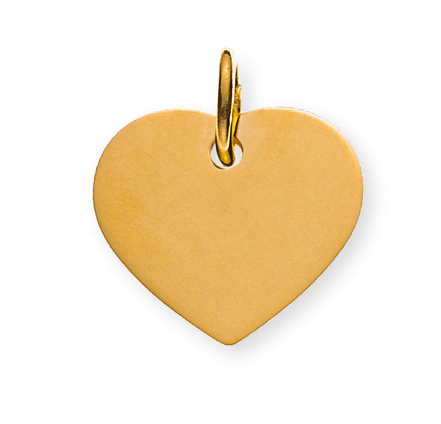 Anhänger Gravurplatte Gelbgold 750 1 Seite poliert, 1 Seite gesandelt Herz 12mm
