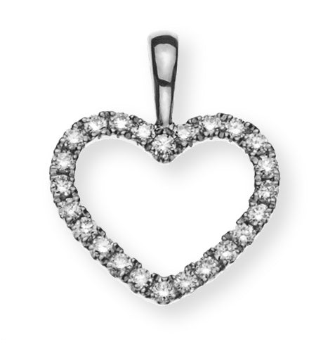 Diamantanhänger offenes Herz Weissgold 750 24 Brillanten H SI ct., 10x9mm