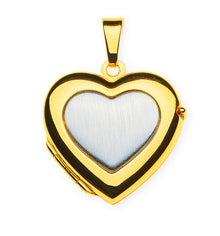 Anhänger Medaillon Foto Bicolor (Gelb-/Weissgold) 750, poliert mit Herz-Inlet satiniert in Weissgold