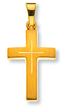 Kreuz Gelbgold 750 H: 18 mm satiniert mit Kreuzschliff