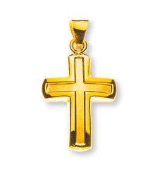 Kreuz Gelbgold 750 mittig gesandelt H: 15 mm