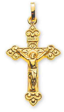 Kreuz Gelbgold 750 mit Christus H: 23 mm massiv