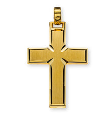 Balken-Kreuz Gelbgold 750 H: 30mm , satiniert mit Schliff, massiv
