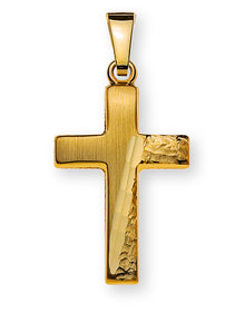 Balken-Kreuz Gelbgold 750 H: 18mm , Fantasie
