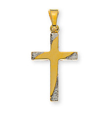 Kreuz Gelbgold 750, teilrhodiniert, H: 18mm