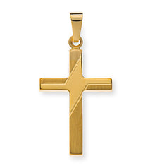 Kreuz hohl Gelbgold 750 H: 21 mm glanz/satiniert mit Fantasieschliff