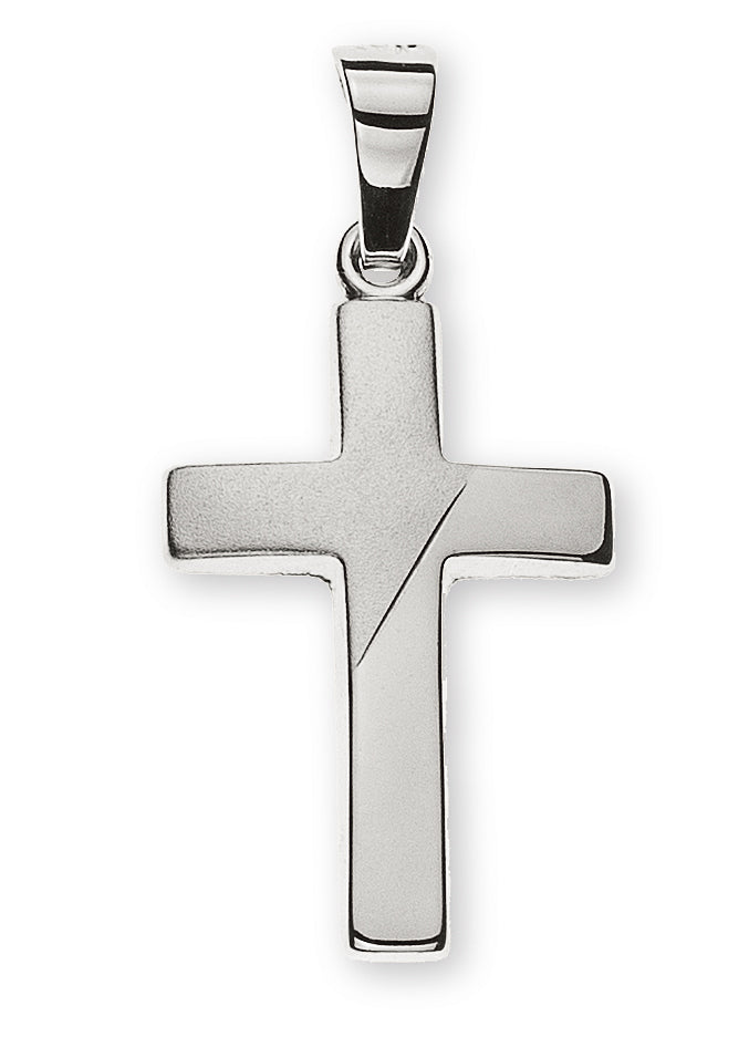 Kreuz Weissgold 750 poliert/gesandelt H: 18mm