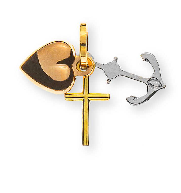 Glaube Liebe Hoffnung Tricolor (Gelb-/Weiss-/Rotgold) 750 6x10mm